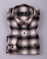 Velen Cream With Purple Check Formal Cotton Shirt