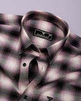 Velen Cream With Purple Check Formal Cotton Shirt