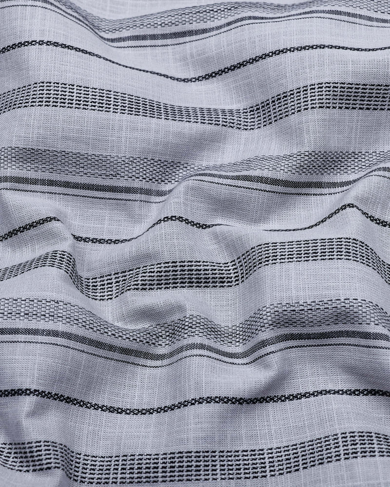 Theta Gray With Black Stripe Linen Cotton Shirt
