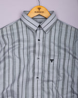 Theta Gray With Black Stripe Linen Cotton Shirt