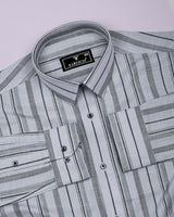 Theta Gray With Black Stripe Linen Cotton Shirt