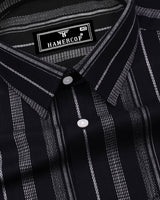 Theta Black With White Stripe Linen Cotton Shirt