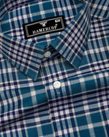 Turbaco Blue With Cream Twill Check Cotton Shirt