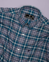 Turbaco Blue With Cream Twill Check Cotton Shirt