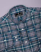 Turbaco Blue With Cream Twill Check Cotton Shirt