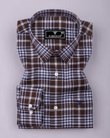 Turbaco Brown With Cream Twill Check Cotton Shirt
