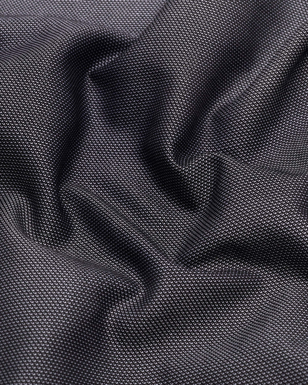 Luster Black With White Dobby Textured Designer Cotton Shirt