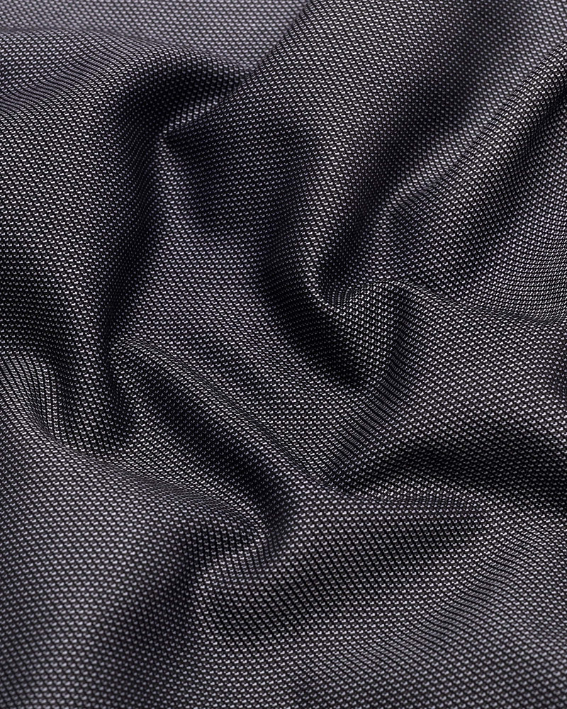 Luster Black With White Dobby Textured Designer Cotton Shirt