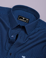 Visa Blue With White Printed Dobby Cotton Shirt