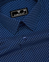 Visa Blue With White Printed Dobby Cotton Shirt
