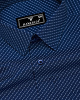 Visa Blue With White Printed Dobby Cotton Shirt