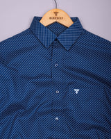 Visa Blue With White Printed Dobby Cotton Shirt