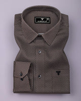 Cinder Brown With Gray Printed Cotton Shirt