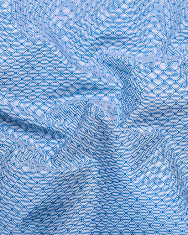 Paradera Blue Printed Formal Cotton Shirt