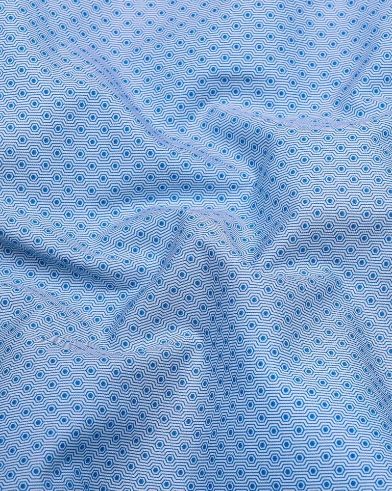 Paradera Blue Printed Formal Cotton Shirt