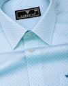 Paradera Aqua Blue Printed Formal Cotton Shirt