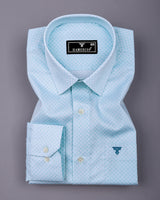 Paradera Aqua Blue Printed Formal Cotton Shirt