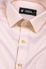 Cream  check pattern jacquard printed cotton shirt