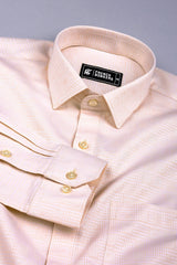 Cream  check pattern jacquard printed cotton shirt