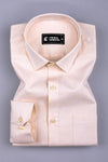 Cream  check pattern jacquard printed cotton shirt