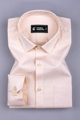 Cream  check pattern jacquard printed cotton shirt