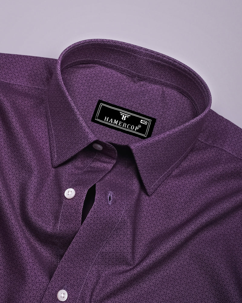 Arcade Purple Printed Formal Cotton Shirt