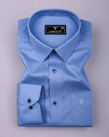 Arcade Blue Printed Formal Cotton Shirt