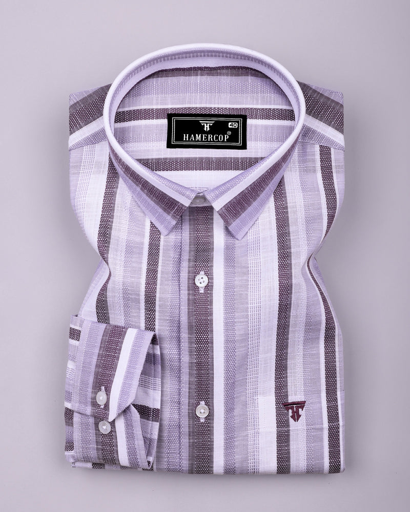 Calsium Purple With Gray Dobby Stripe Cotton Shirt