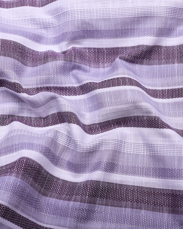 Calsium Purple With Gray Dobby Stripe Cotton Shirt