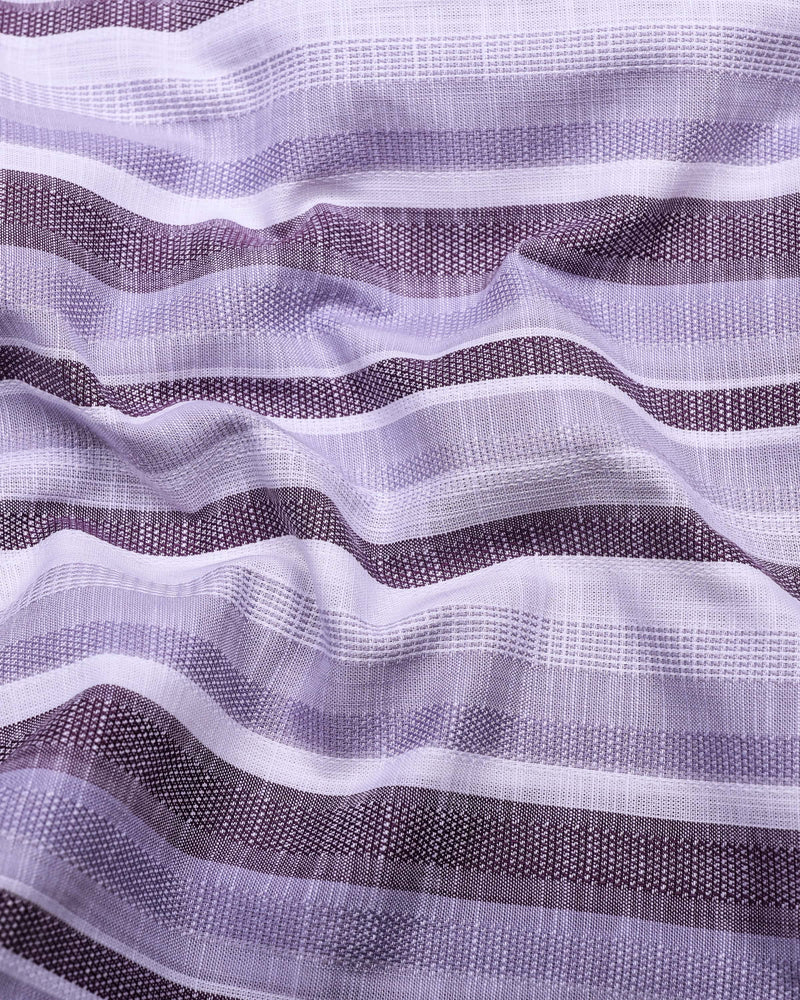 Calsium Purple With Gray Dobby Stripe Cotton Shirt