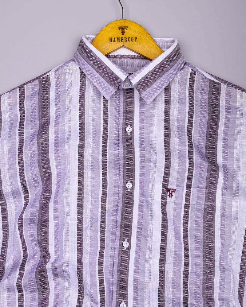Calsium Purple With Gray Dobby Stripe Cotton Shirt