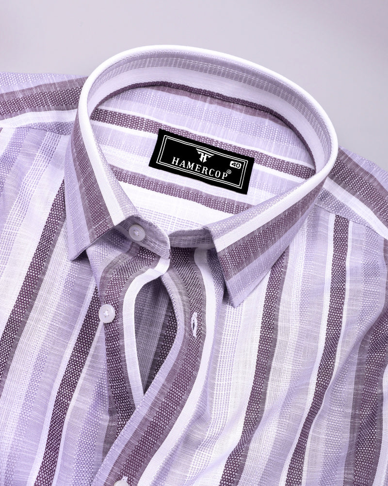 Calsium Purple With Gray Dobby Stripe Cotton Shirt