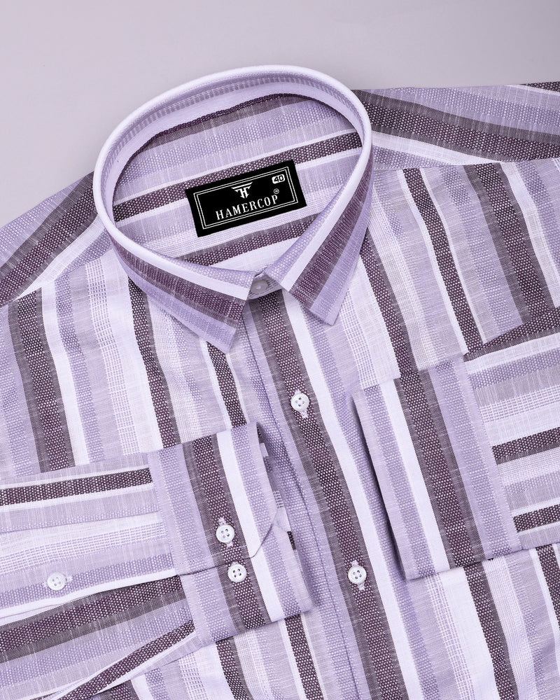 Calsium Purple With Gray Dobby Stripe Cotton Shirt