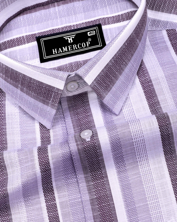 Calsium Purple With Gray Dobby Stripe Cotton Shirt