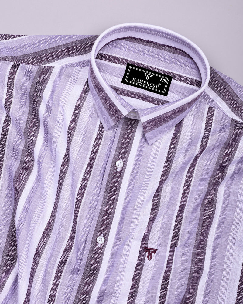 Calsium Purple With Gray Dobby Stripe Cotton Shirt