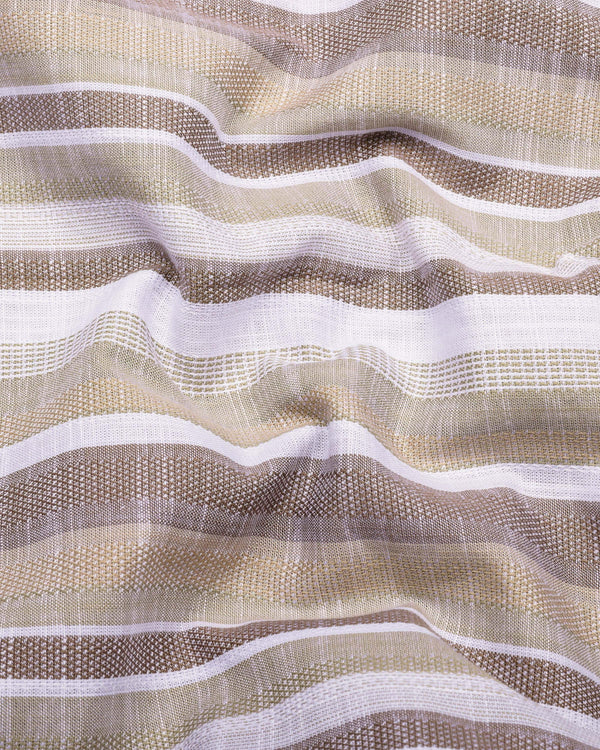 Calsium Cream  With White Dobby Stripe Cotton Shirt