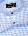 Aura Blue With White Printed Cotton Shirt