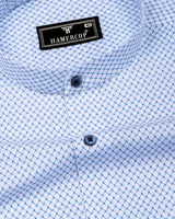 Aura Blue With White Printed Cotton Shirt