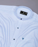 Aura Blue With White Printed Cotton Shirt