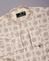 Cream Valley Printed Satin Cotton Shirt