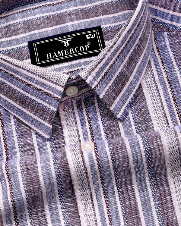 Ohio Purple With Blue Dobby Stripe Cotton Shirt