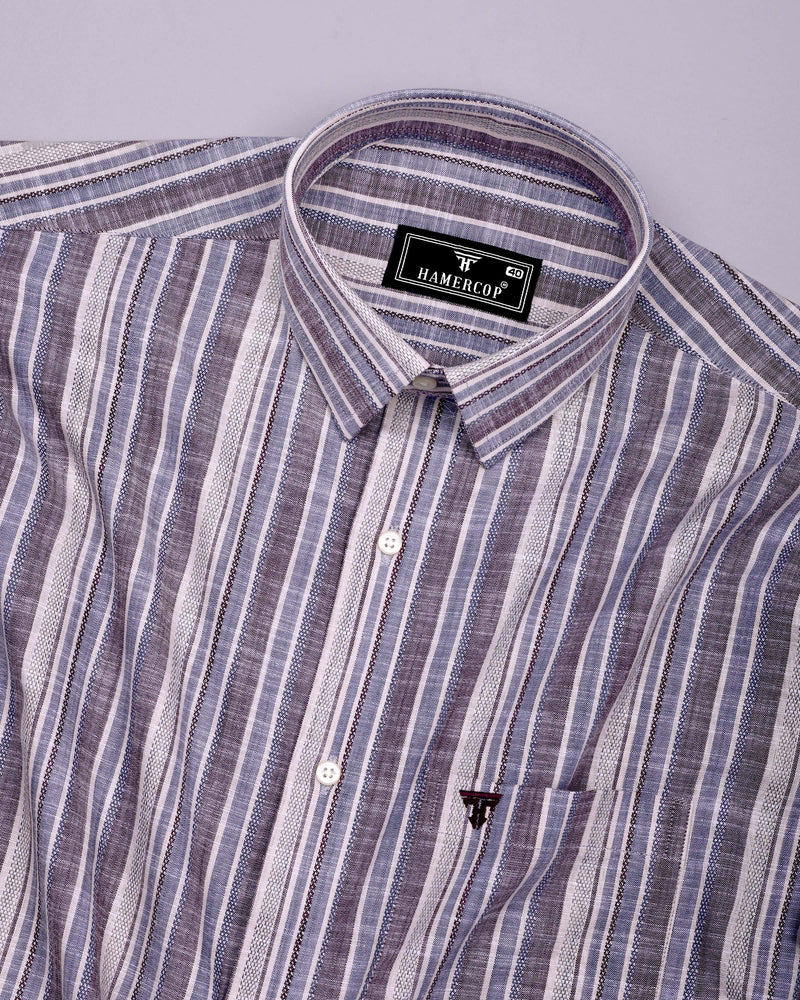Ohio Purple With Blue Dobby Stripe Cotton Shirt
