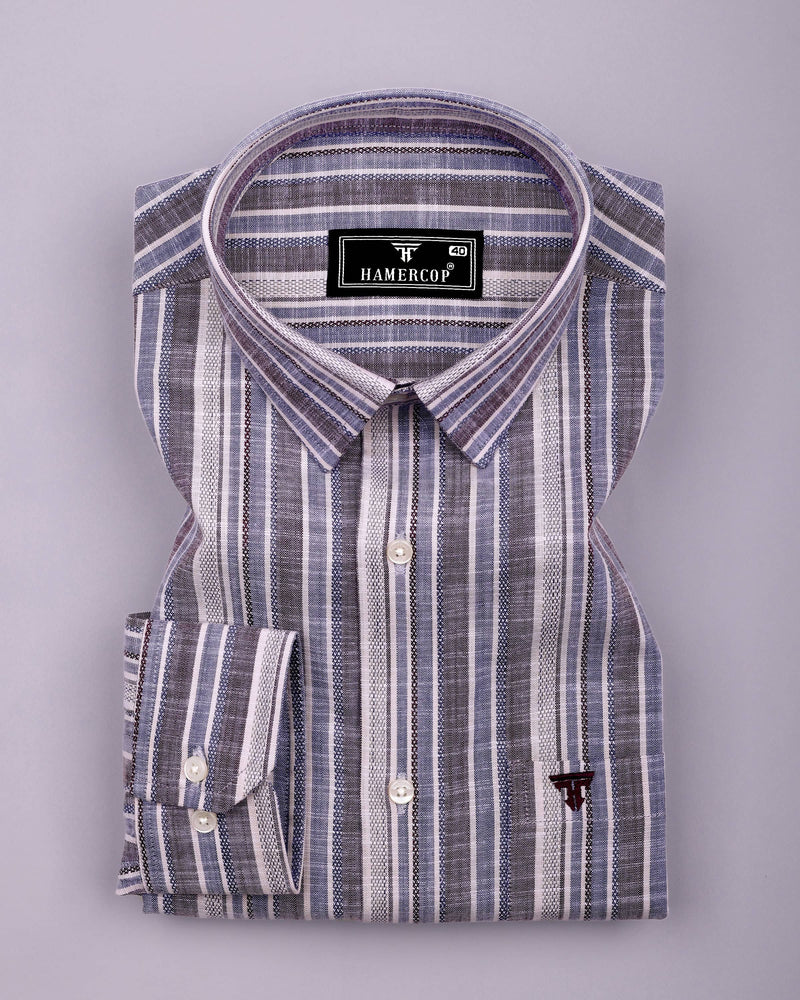 Ohio Purple With Blue Dobby Stripe Cotton Shirt