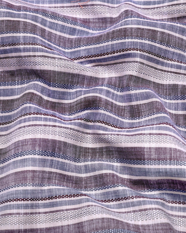 Ohio Purple With Blue Dobby Stripe Cotton Shirt