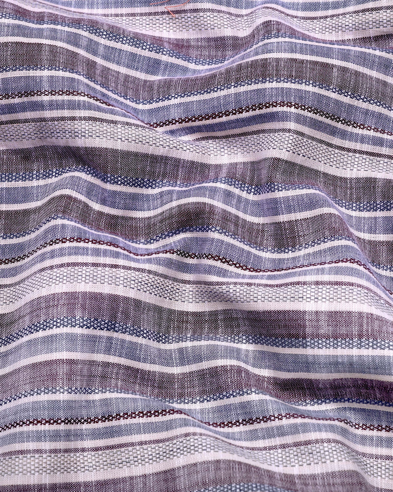 Ohio Purple With Blue Dobby Stripe Cotton Shirt