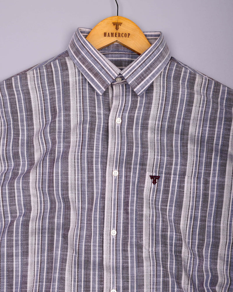 Ohio Purple With Blue Dobby Stripe Cotton Shirt