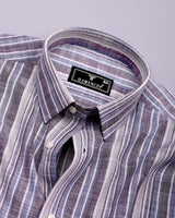 Ohio Purple With Blue Dobby Stripe Cotton Shirt