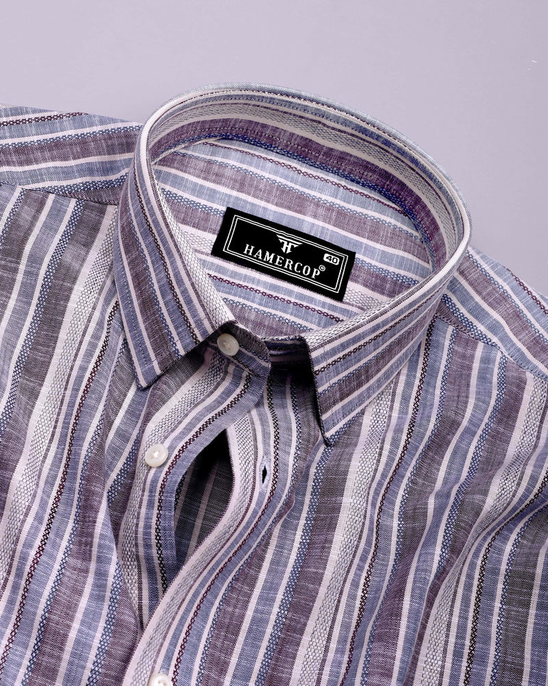 Ohio Purple With Blue Dobby Stripe Cotton Shirt
