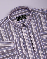 Ohio Purple With Blue Dobby Stripe Cotton Shirt