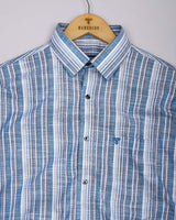 Ohio Blue With Gray Dobby Stripe Cotton Shirt